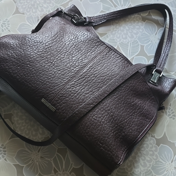 Vince Camuto Handbags - Dark Brown Pebbled Leather Shoulder Bag